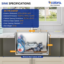 Bowl, rim, finish, and drain details for Dcolora DC-SFDOE00181