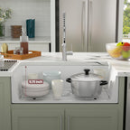 Dcolora 33 Inch White Farmhose Sink Farm Kitchen Sink Apron Front White Ceramic Porcelain Fireclay Single Bowl Farmer DC-A7756