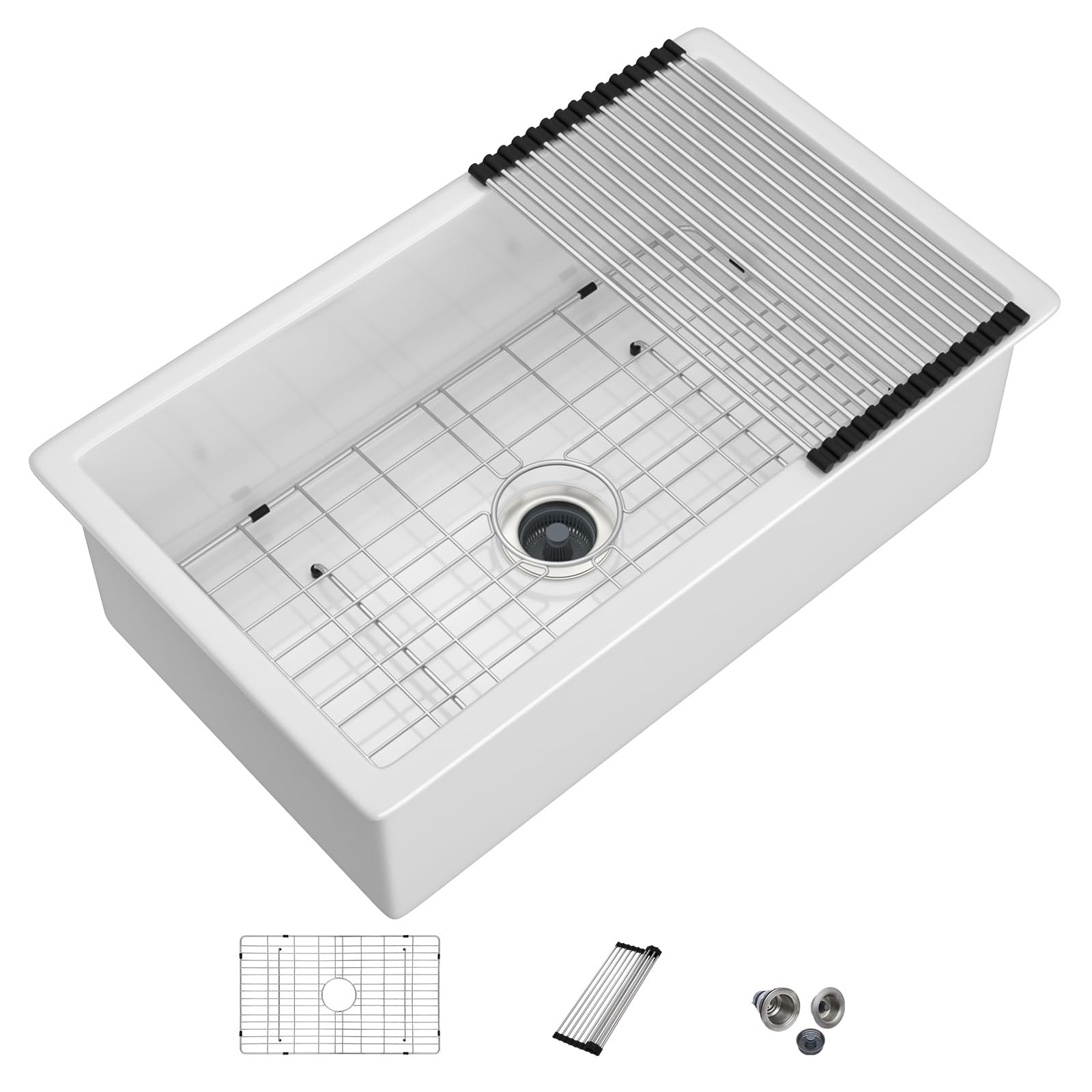 Dcolora DC-U7737 32-inch dual-mount kitchen sink in white