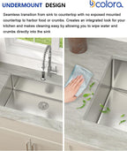 Dcolora 27''x18''x10'' Undermount Kitchen Sink, 16 Gauge Stainless Steel Deep Large Single Bowl Under Counter Basin, Rounded Corner