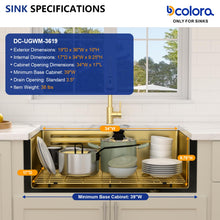 Bowl, rim, finish, and drain details for Dcolora DC-UWM262709