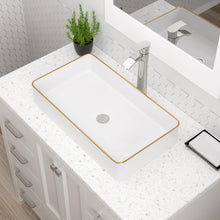 Dcolora DC-V8893 23.82-inch vessel bathroom sink in white with gold rim