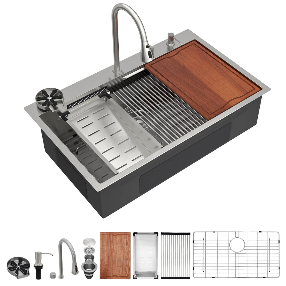 36" × 22" Drop-In Workstation Kitchen Sink – DC-SFDOE00024