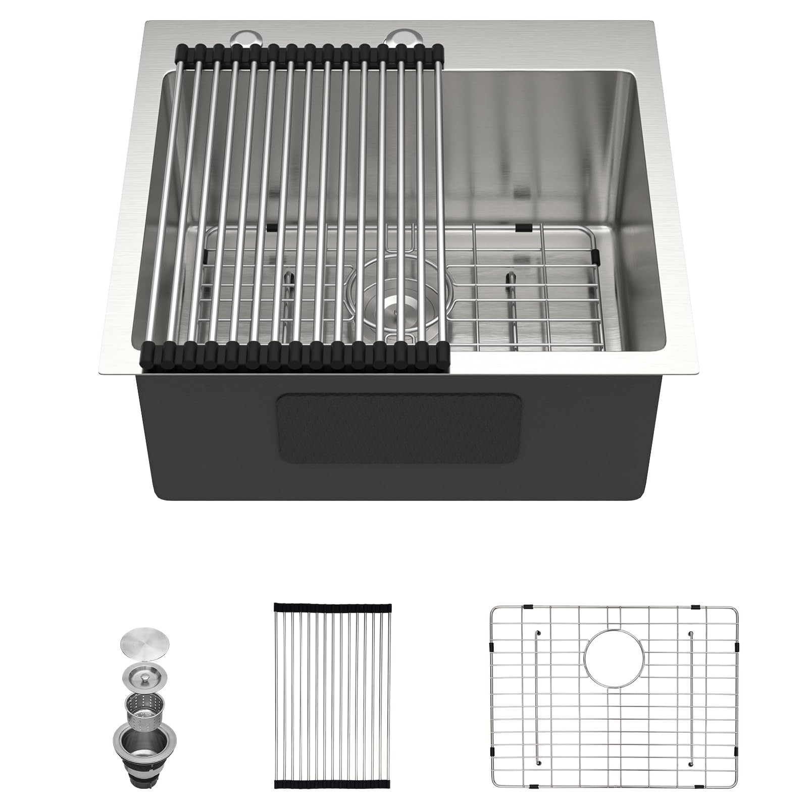 Dcolora DC-T258002 20-inch drop-in bar sink in brushed stainless steel