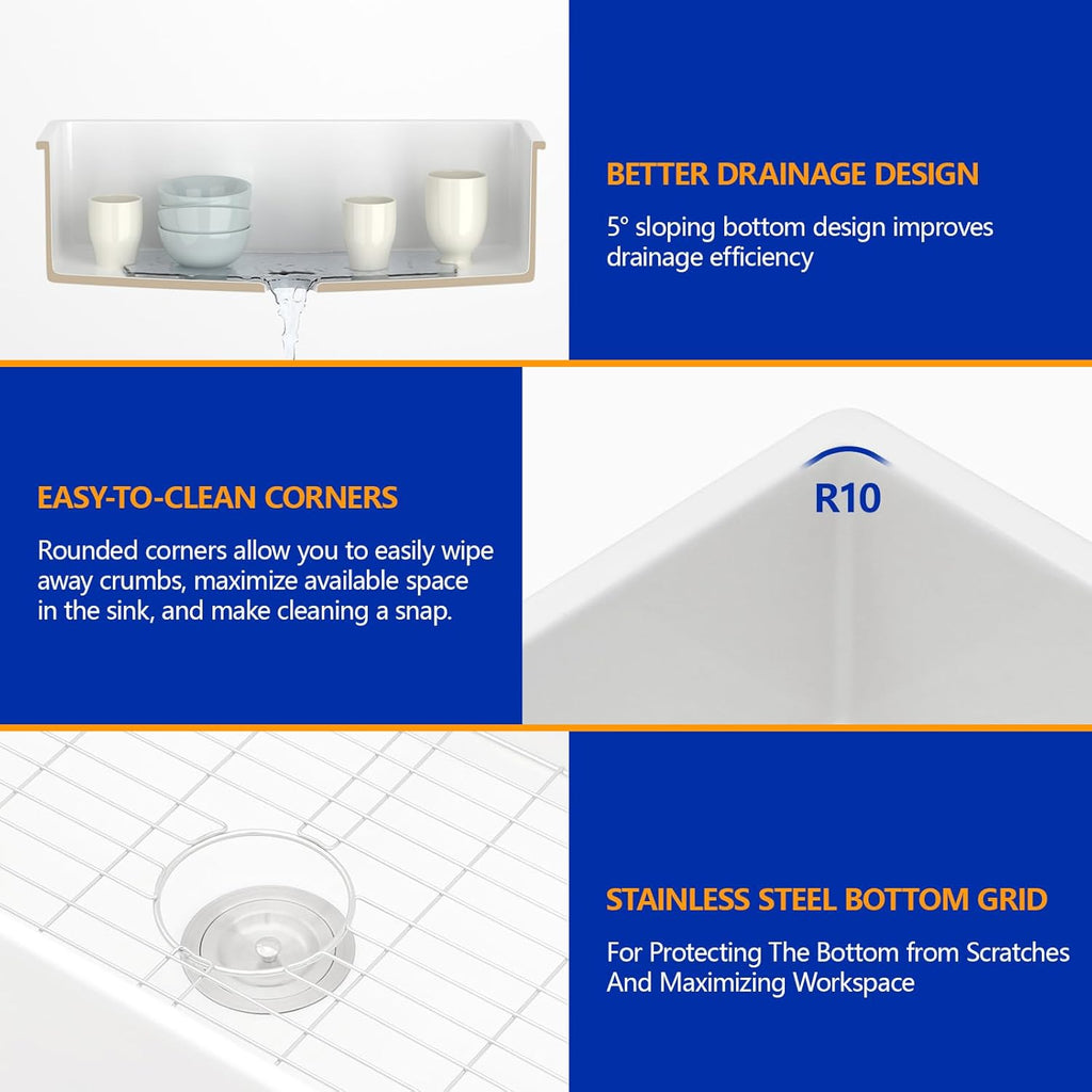 Dcolora 32''x19''x10'' White Undermount Kitchen Sink, 50/50 Split Double Bowl Fireclay Porcelain Dual Mount Ceramic Basin