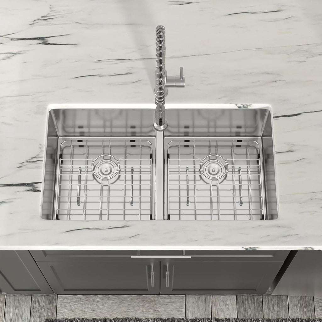 Dcolora 36" Extra Large Double Bowl Kitchen Sink Undermount 50/50 Split 16 Gauge 304 Stainless Steel Double Sinks, Round Corner 36"x19"x10" DC-U7740