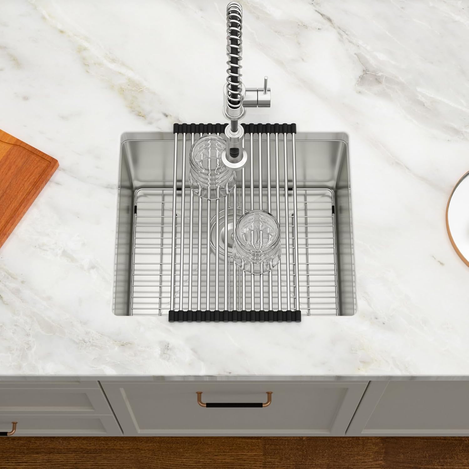 Dcolora 21 Inch Undermount Wet Bar Sink Small Kitchen Sink 16 Gauge Stainless Steel Deep Single Bowl Under Counter Sink, 21"x18"x10" Rounded Corner, DC-U7716