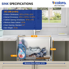 Bowl, rim, finish, and drain details for Dcolora DC-UW261101