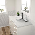 Dcolora 16" × 16" White Round Vessel Sink - Above Counter Ceramic Bathroom Vanity Sink Basin