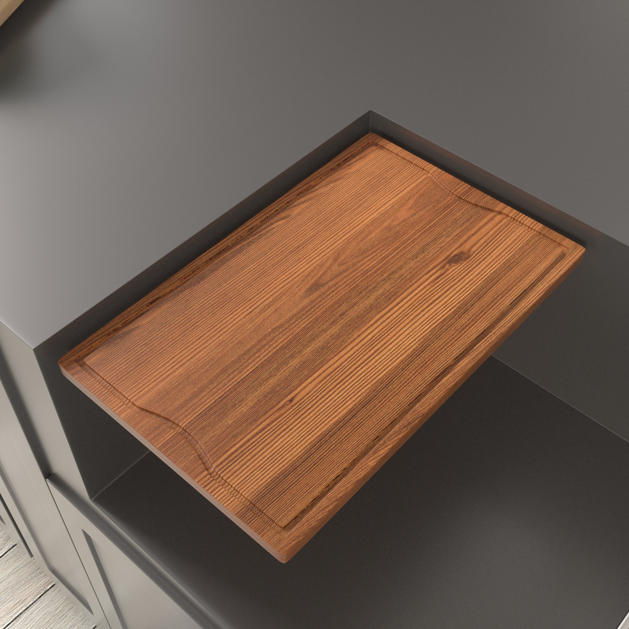 Dcolora  Reversible Red Wood Cutting Board for Kitchen, Wooden Chopping Board with Deep Groove, Cheese and Charcuterie Board for Meat, Vegetables, and Fruits，DC-CB1711