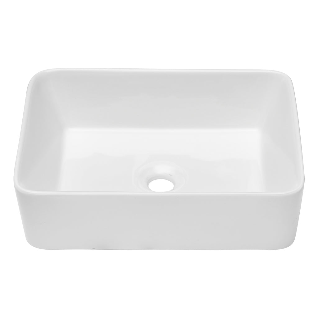 Dcolora 19''x15'' White Rectangular Vessel Sink, Ceramic Porcelain Above Counter Bathroom Vanity Basin