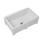 Dcolora 33''x21''x10'' White Farmhouse Sink, Curved Apron Front Fireclay Porcelain Ceramic Single Bowl Basin