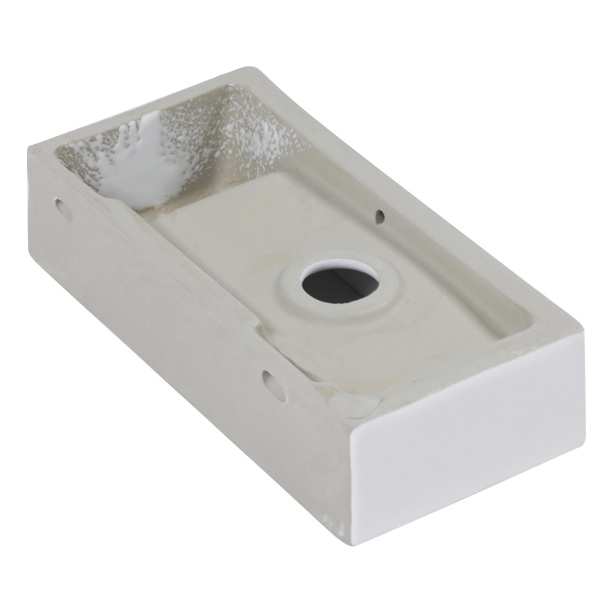 Dcolora 14.5''x7'' White Ceramic Wall Mounted Floating Sink, Rectangular Small Bathroom Basin, Left Hand