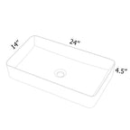 Dcolora 24''x14'' White Rectangular Vessel Sink with Black Rim, Ceramic Porcelain Above Counter Bathroom Vanity Basin