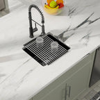 Dcolora 18''x16'' Black Quartz Composite Wet Bar Sink, Undermount Single Bowl Small Prep Kitchen Basin for RV