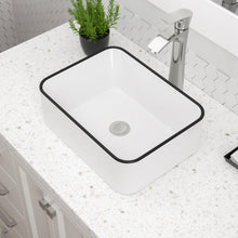 Dcolora DC-V8883 15.75-inch vessel bathroom sink in white with black rim