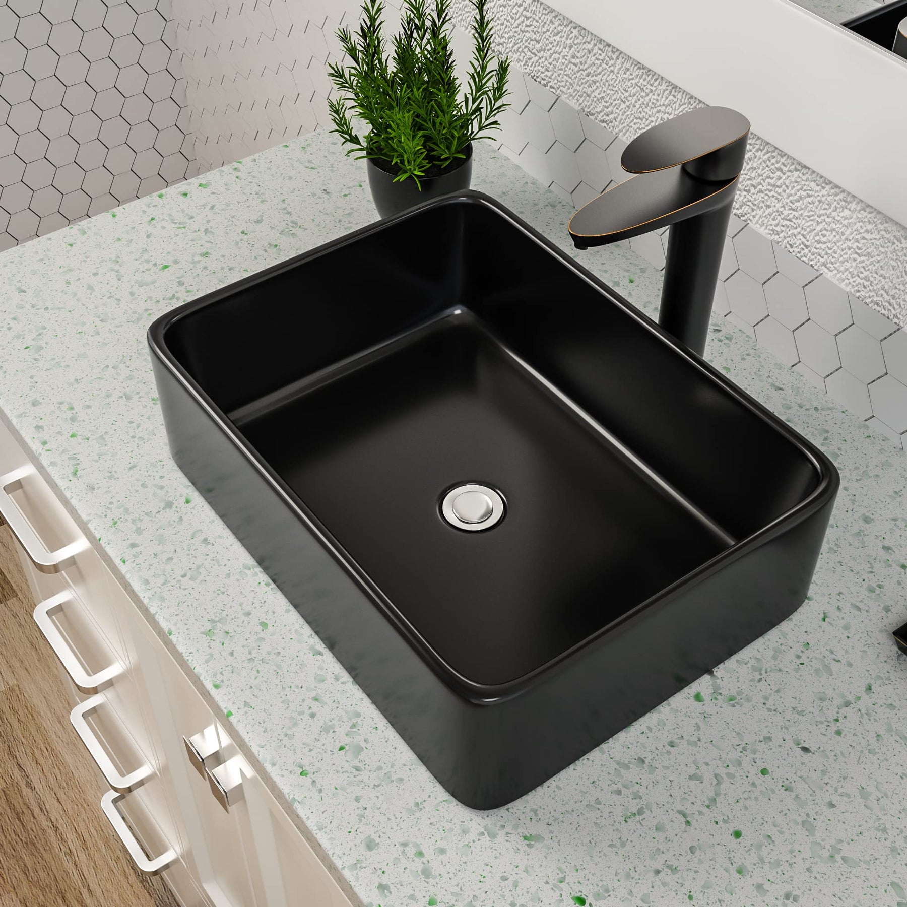Dcolora DC-V8880 19.09-inch vessel bathroom sink in matte black
