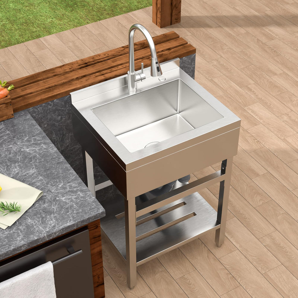 24" × 21" Freestanding Stainless Steel Utility Sink – DC-SFDOE00124