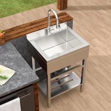 Dcolora DC-SFDOE00124 24-inch freestand utility sink in brushed stainless steel