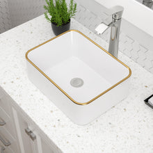 Dcolora DC-V8881 15.75-inch vessel bathroom sink in white with gold rim