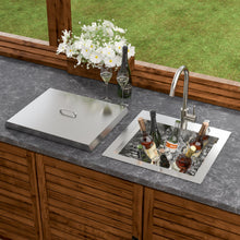 Dcolora DC-TW2019-FC outdoor sink with accessories in use