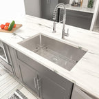 Dcolora 27''x18''x10'' Undermount Kitchen Sink, 16 Gauge Stainless Steel Deep Large Single Bowl Under Counter Basin, Rounded Corner