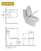Dcolora One Piece Toilet, 1.1/1.6 GPF Dual Flush Siphonic, Comfort Height White Ceramic, 12'' Rough-In