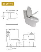 Dcolora One Piece Elongated Toilet, 1.28 GPF Single Flush Siphonic, Comfort Height White Ceramic, 12'' Rough-In