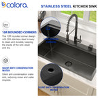 Dcolora 33''x19''x10'' Matte Black Drop-In Kitchen Sink, Hand Welded 16 Gauge 304 Stainless Steel Nano Coating Large Single Bowl Workstation