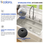 Dcolora 33''x19'' Brushed Nickel Drop-In Kitchen Sink, Hand Welded 16 Gauge 304 Stainless Steel Large Single Bowl Workstation