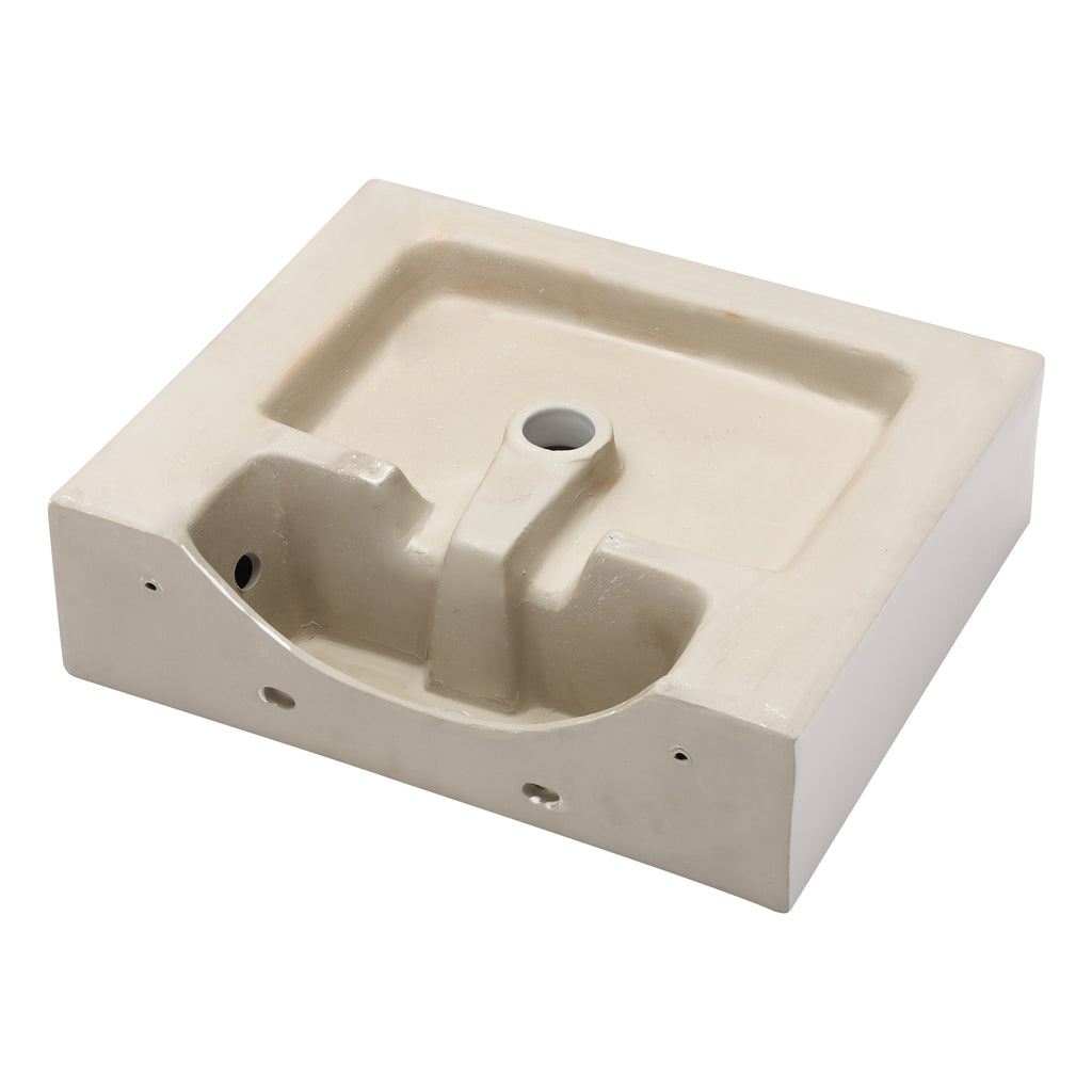 Dcolora 20.8''x16'' White Ceramic Wall Mounted Floating Vessel Sink, Rectangular Bathroom Vanity Basin with Overflow