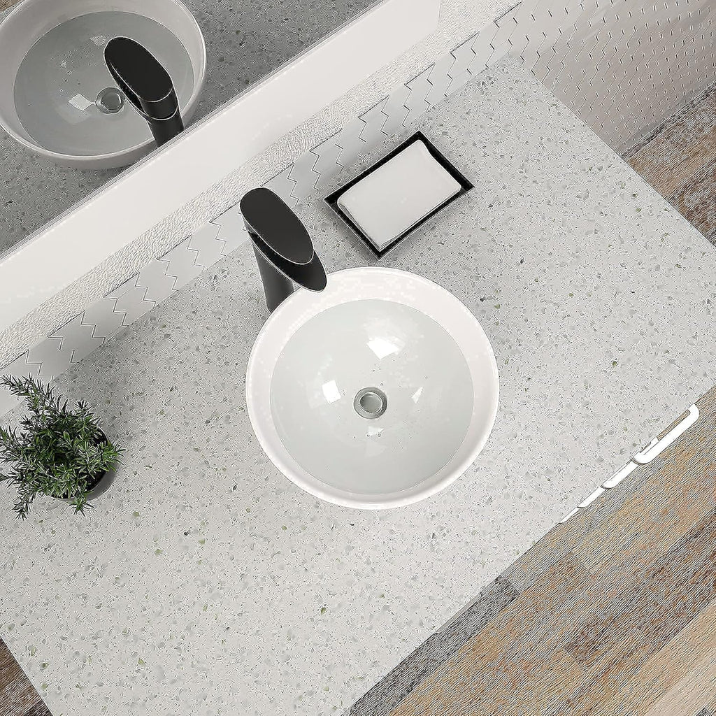 Dcolora 13" × 13" White Round Vessel Sink - Small Above Counter Ceramic Bathroom Vanity Sink
