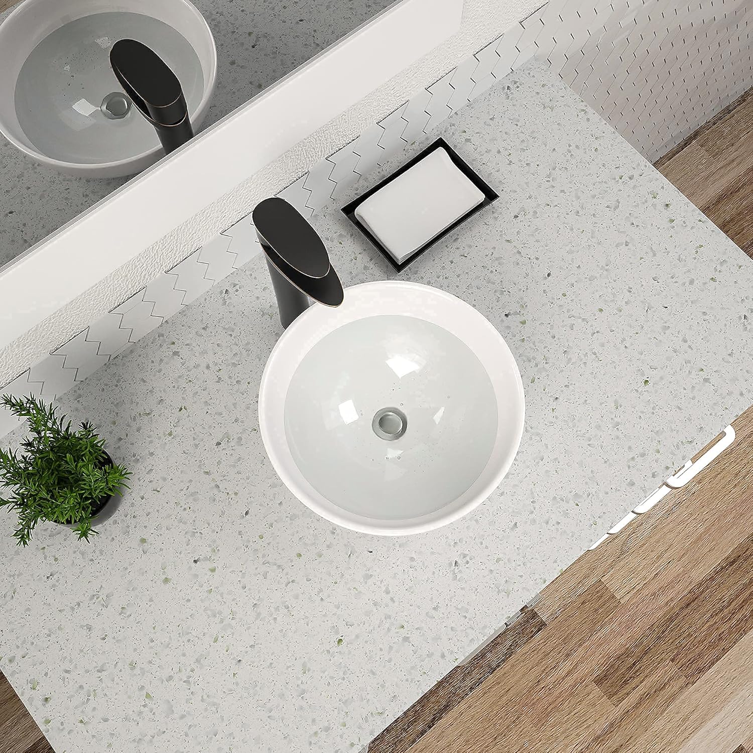 Dcolora 16 Inch Bowl Sinks for Bathrooms Round Vessel Sink Countertop White Ceramic Porcelain Bathroom Sink Bowl Above Counter Vanity Sink Basin, 16"x16" DC-V8896