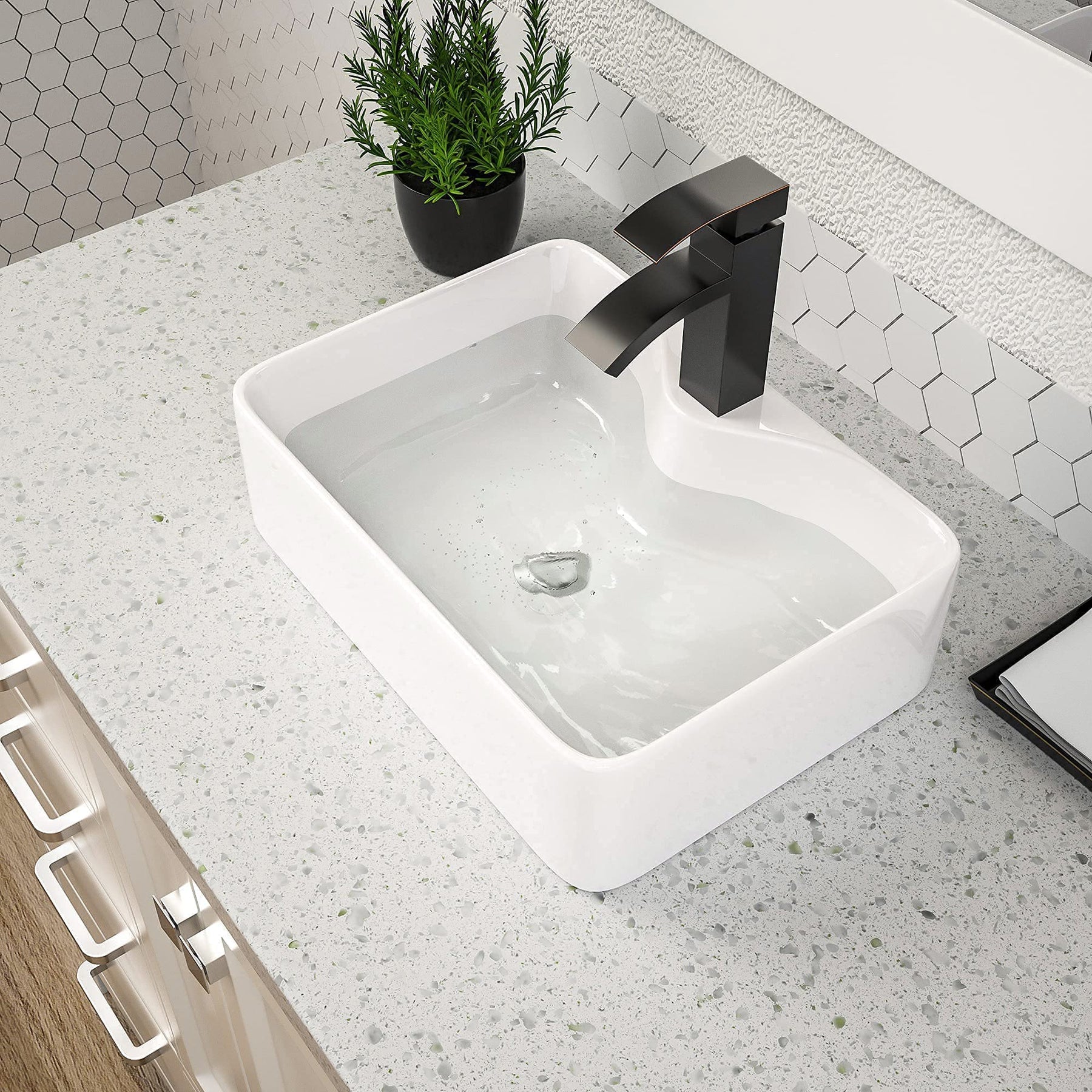 Dcolora DC-V8875 19.09-inch vessel bathroom sink in white
