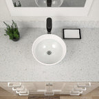 Dcolora 16" × 16" White Round Vessel Sink - Above Counter Ceramic Bathroom Vanity Sink Basin