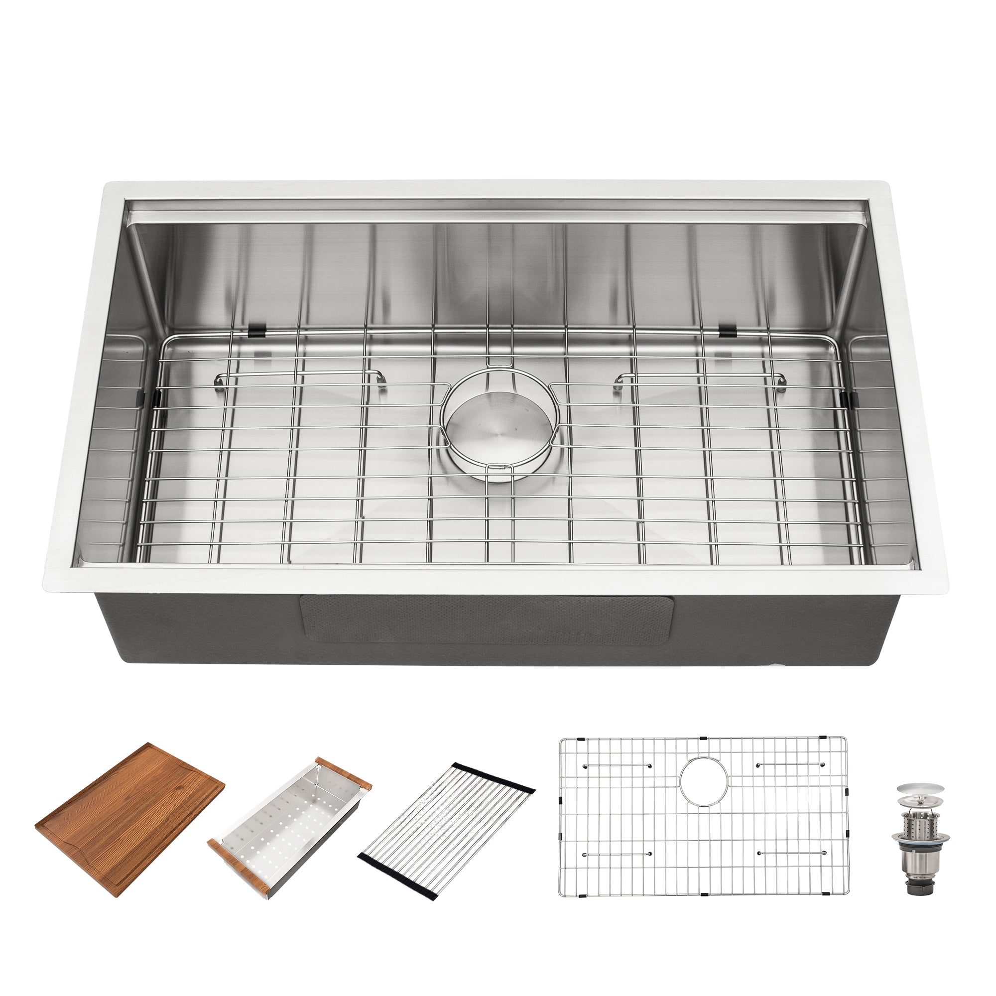 Dcolora 30 Inch Undermount Kitchen Sink Workstation 16 Gauge 304 Stainless Steel Large Single Bowl Under Counter Sinks, Round Corner 30"x19"x10", DC-U7702