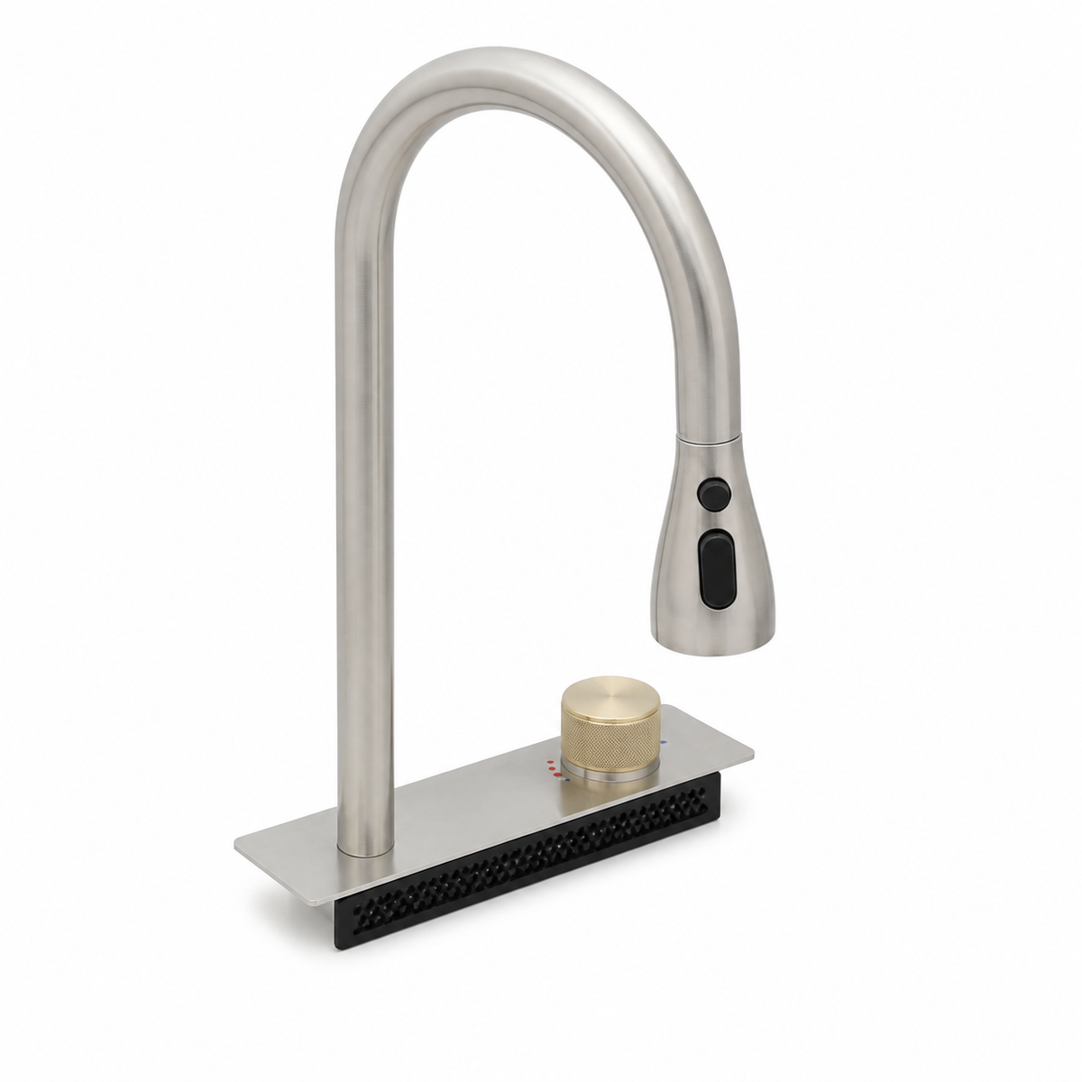 DC-TW33FY integrated waterfall pull-out faucet assembly on white background