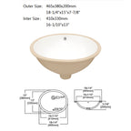 Dcolora 16''x13'' White Ceramic Oval Undermount Bathroom Sink, Vanity Basin with Overflow