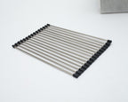 Dcolora Over Sink Foldable Roll-Up Dish Drying Rack, 304 Stainless Steel with Silicone Wrapped Ends, for Dcolora Kitchen Sink