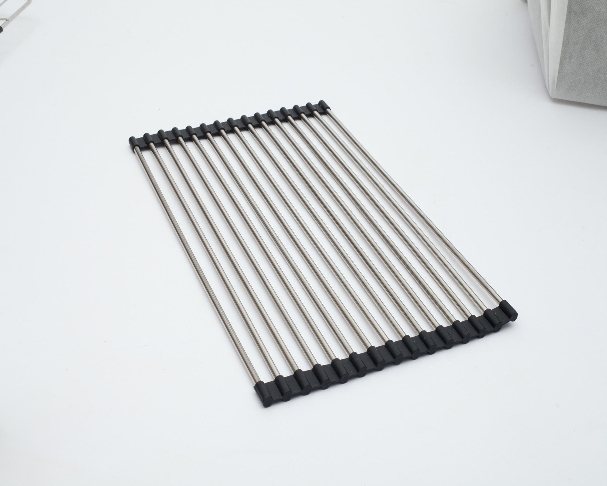 Dcolora Over Sink Foldable Multifuctional Roll-Up Dish 304 Stainless Steel Drying Rack For Dcolora Kitchen sink, Silicone Wrapped Stainless Steel At Both Ends