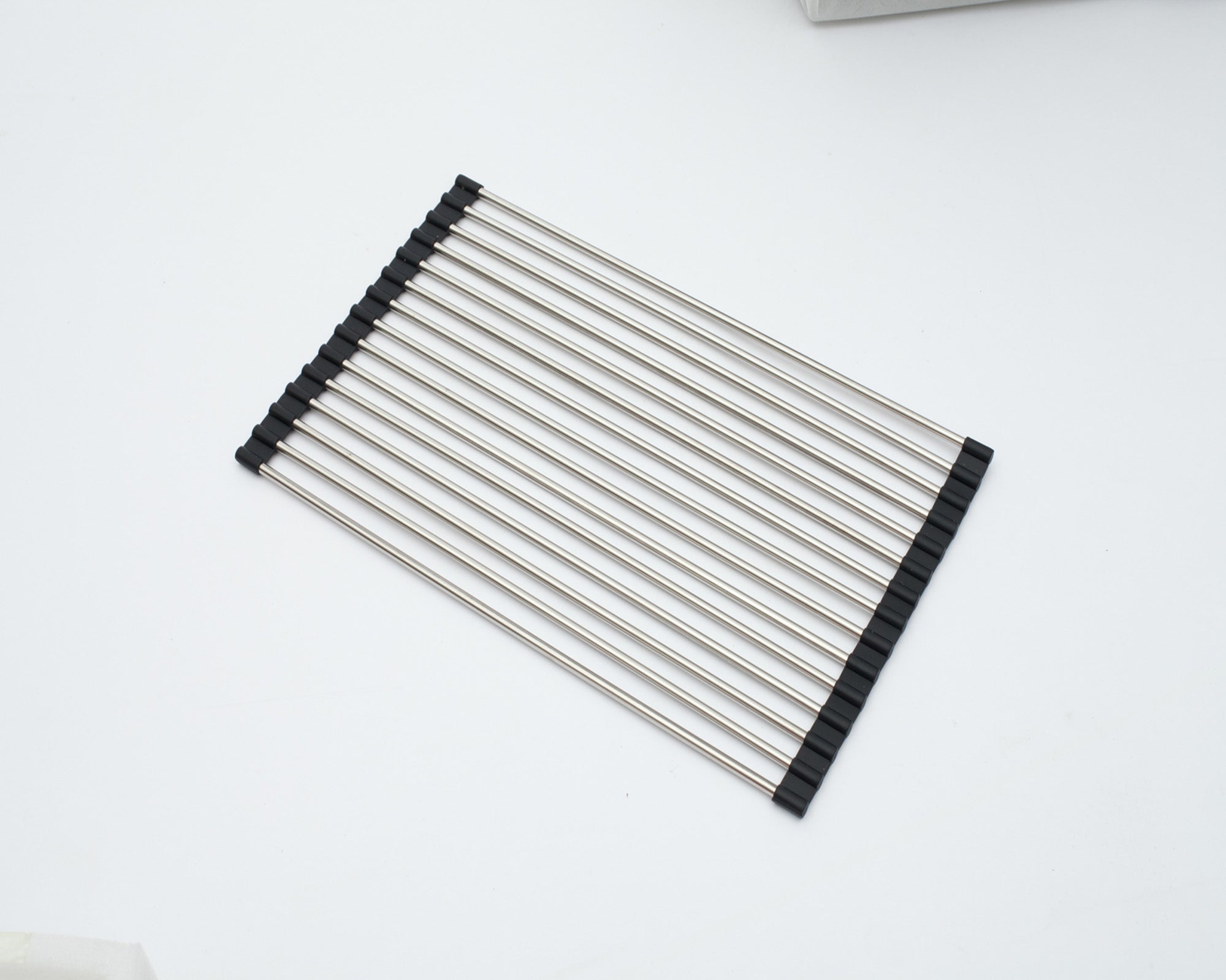 Dcolora Over Sink Foldable Multifuctional Roll-Up Dish 304 Stainless Steel Drying Rack For Dcolora Kitchen sink, Silicone Wrapped Stainless Steel At Both Ends