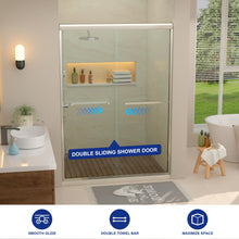 Dcolora DC-SD2636612 brushed nickel double sliding shower door — sliding panel configuration