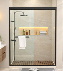 Dcolora DC-SD2636613 matte black double sliding shower door — product view