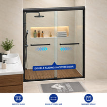 Dcolora DC-SD2636613 matte black double sliding shower door — sliding panel configuration
