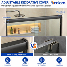 Dcolora DC-SD2636613 matte black double sliding shower door — wall fitting detail