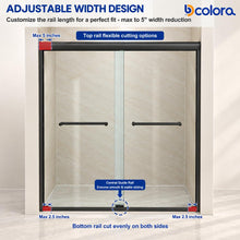 Dcolora DC-SD2636613 matte black double sliding shower door — adjustable rail detail