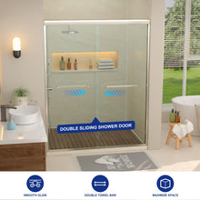 Dcolora DC-SD2636616 brushed nickel double sliding shower door — sliding panel configuration