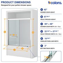 Dcolora DC-SD2636618 chrome double sliding bathtub door — opening dimensions