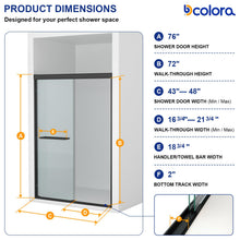 Dcolora DC-SD263665 matte black double sliding shower door — opening dimensions