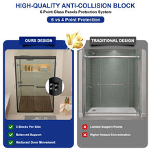 Dcolora DC-SD263665 matte black double sliding shower door — door hardware detail